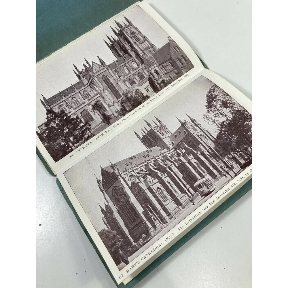 Sydney Australia Postcards 22 Picture Print Fold Out Unposted Blue Gold 1900s